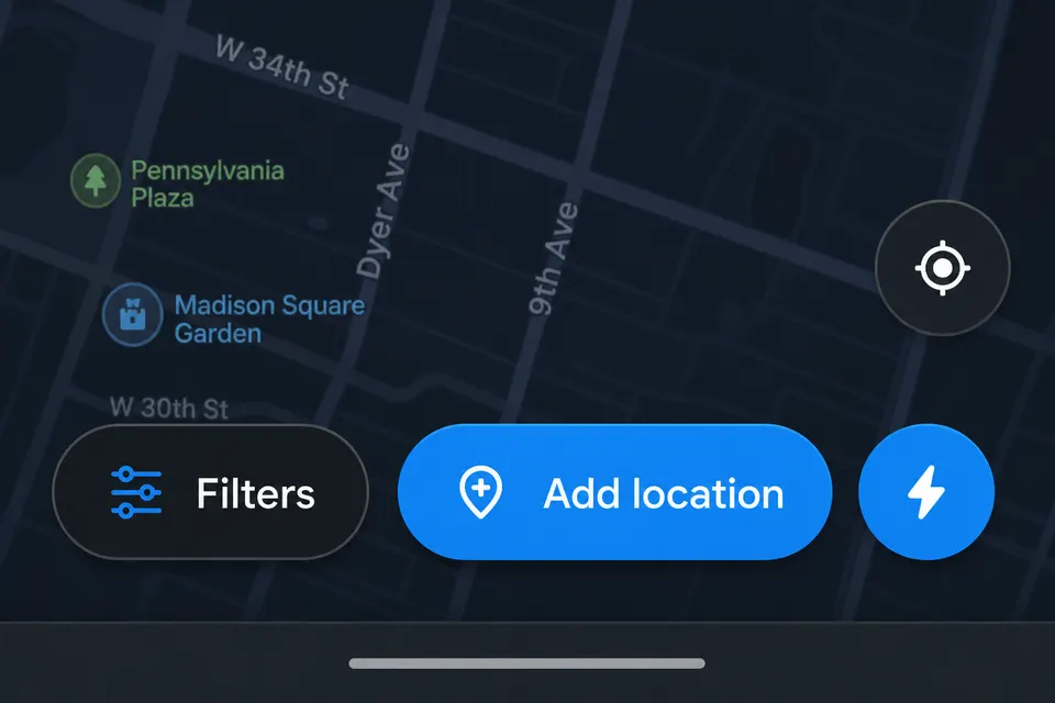 Map controls with Add location and a lightning quick-add button